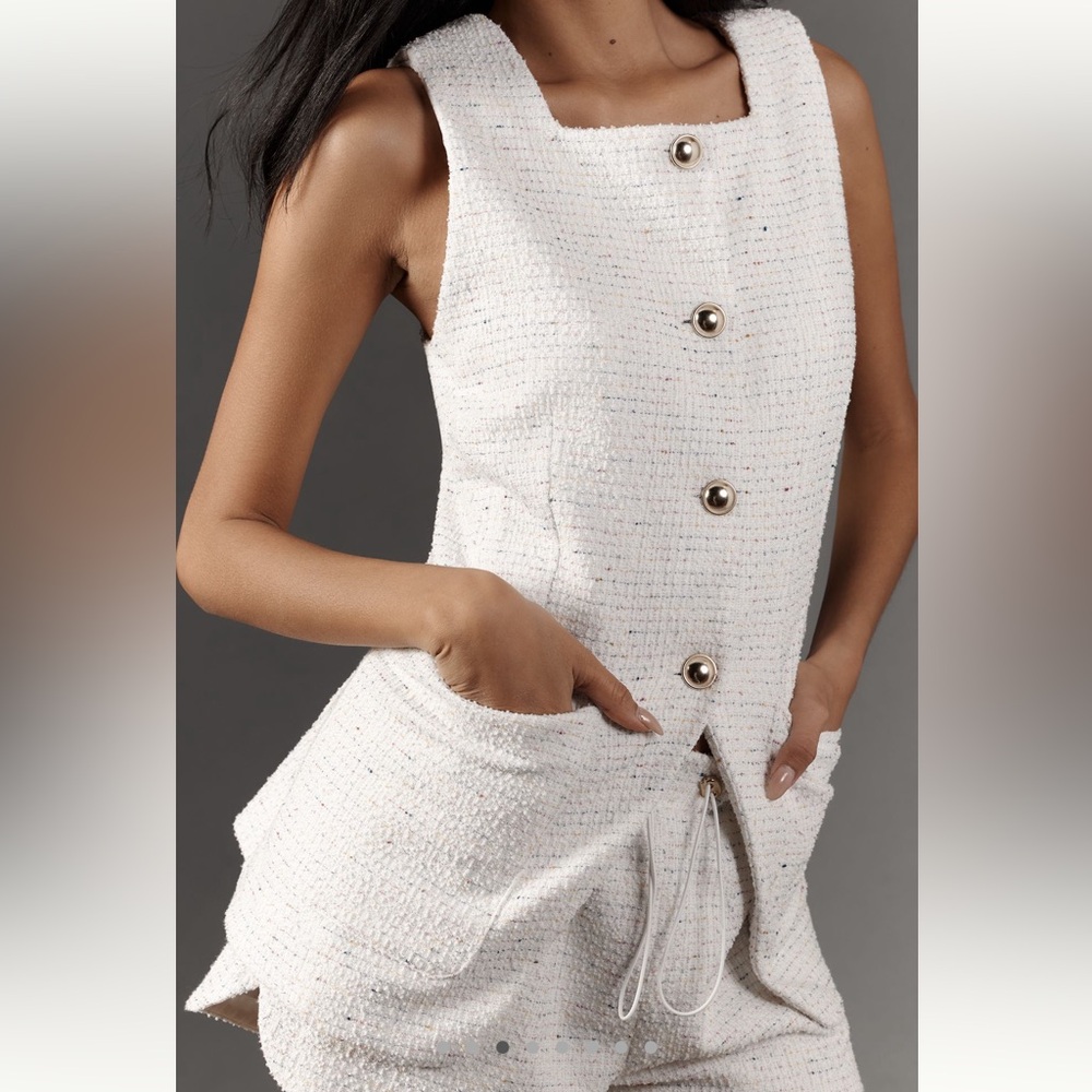 Maeve White Jumpsuit with Gold Buttons